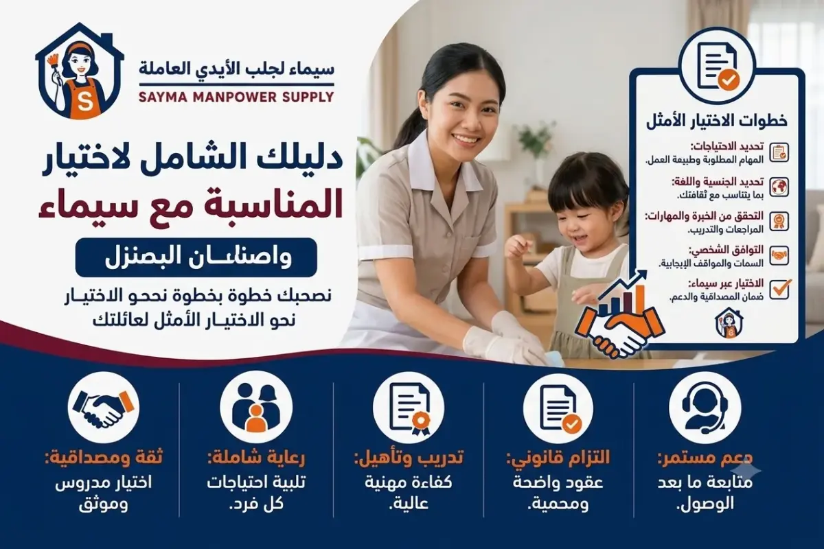 دليلك الشامل لاختيار عاملة المنزل المناسبة مع سيماء